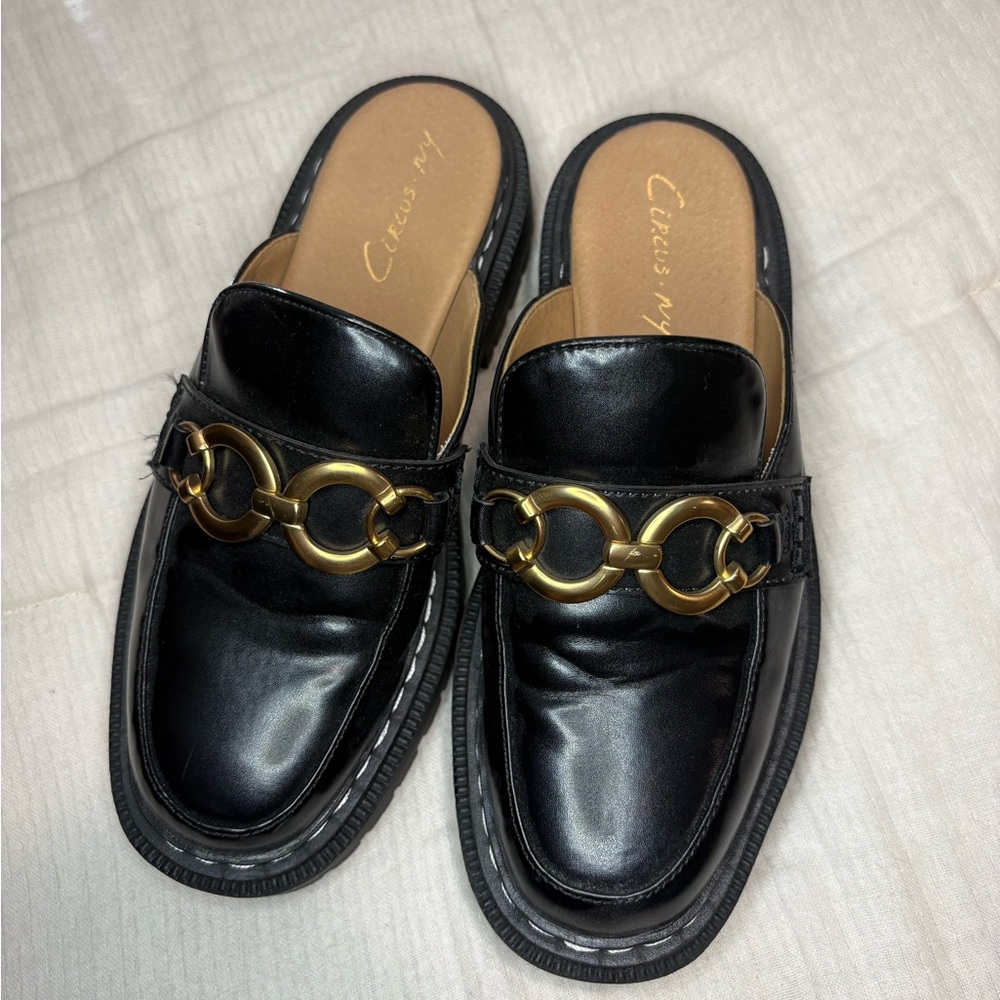 Circus by Sam Edelman Black and Gold Mules